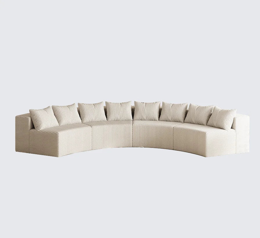 Modern Corduroy Curved Sectional Sofa Set with 8 Pillows Modular Semi-Circular Compression Sofa for Apartment & Hotel Bedroom 